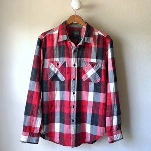 J. Crew Men's Red/White/Charcoal Buttondown