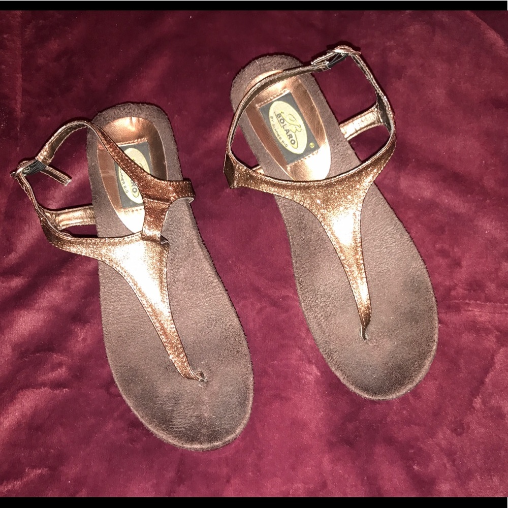 Brown cloth wedge sandals Women's Size 7