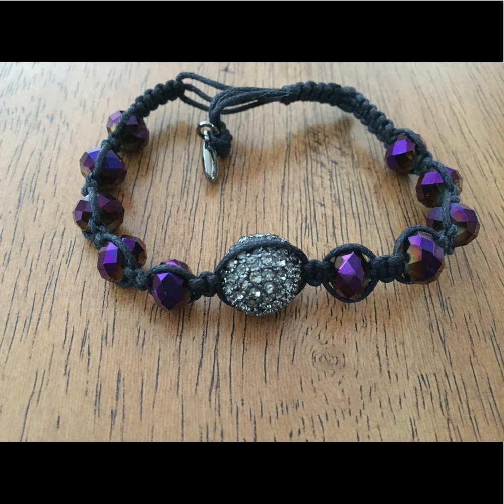 Purple & Silver Beaded Bracelet