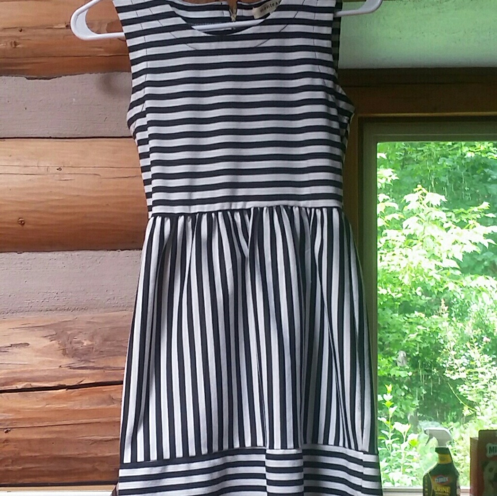 Black and white striped Monteau dress GUC