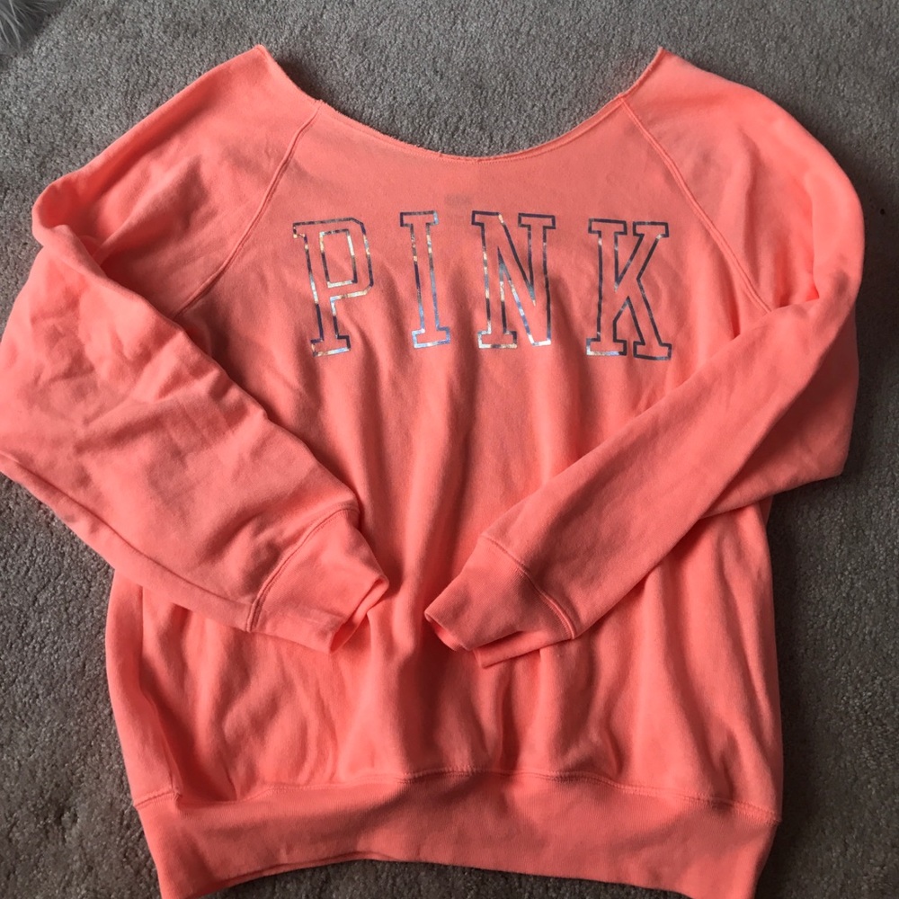 Neon orange VS PINK off shoulder sweatshirt