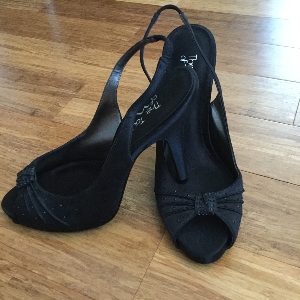 Nina black satin dress heels 9.5m