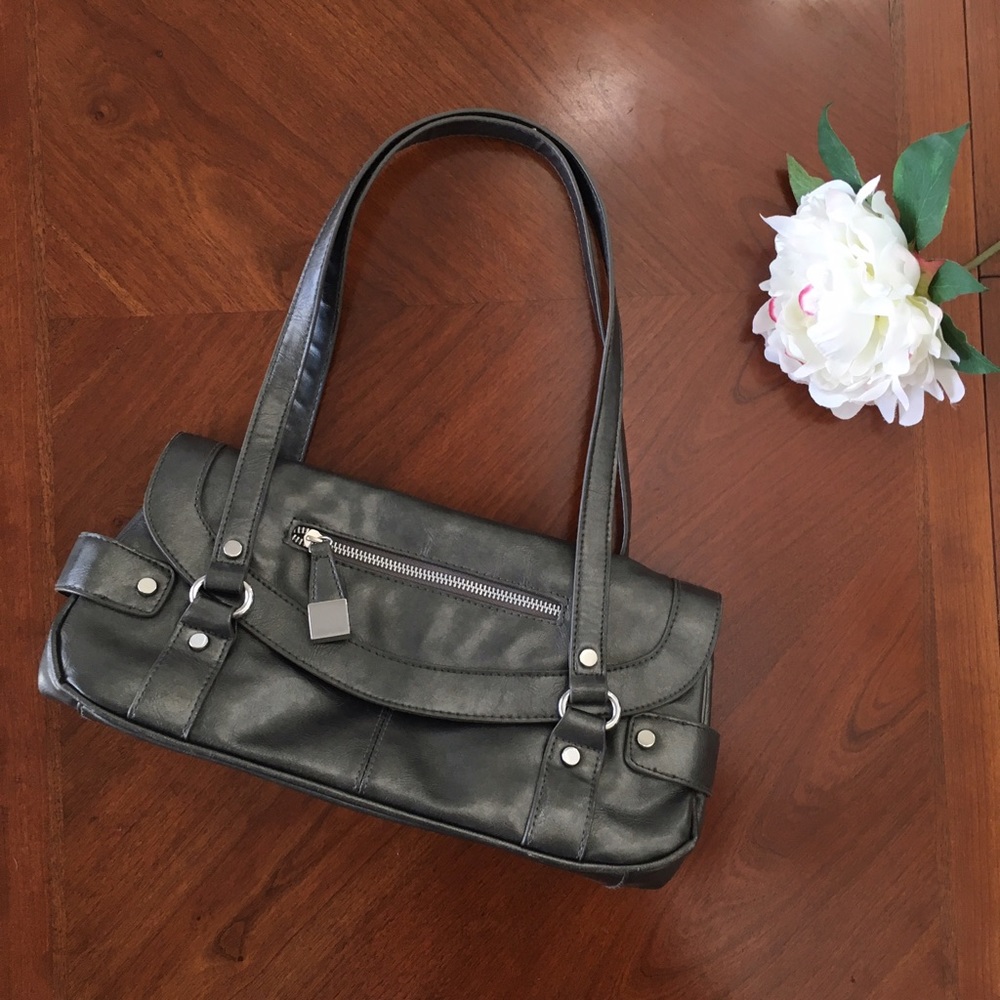 Apt. 9 dark silver shoulder bag gray lining purse