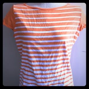 Liz Claiborne orange and white short sleeve shirt