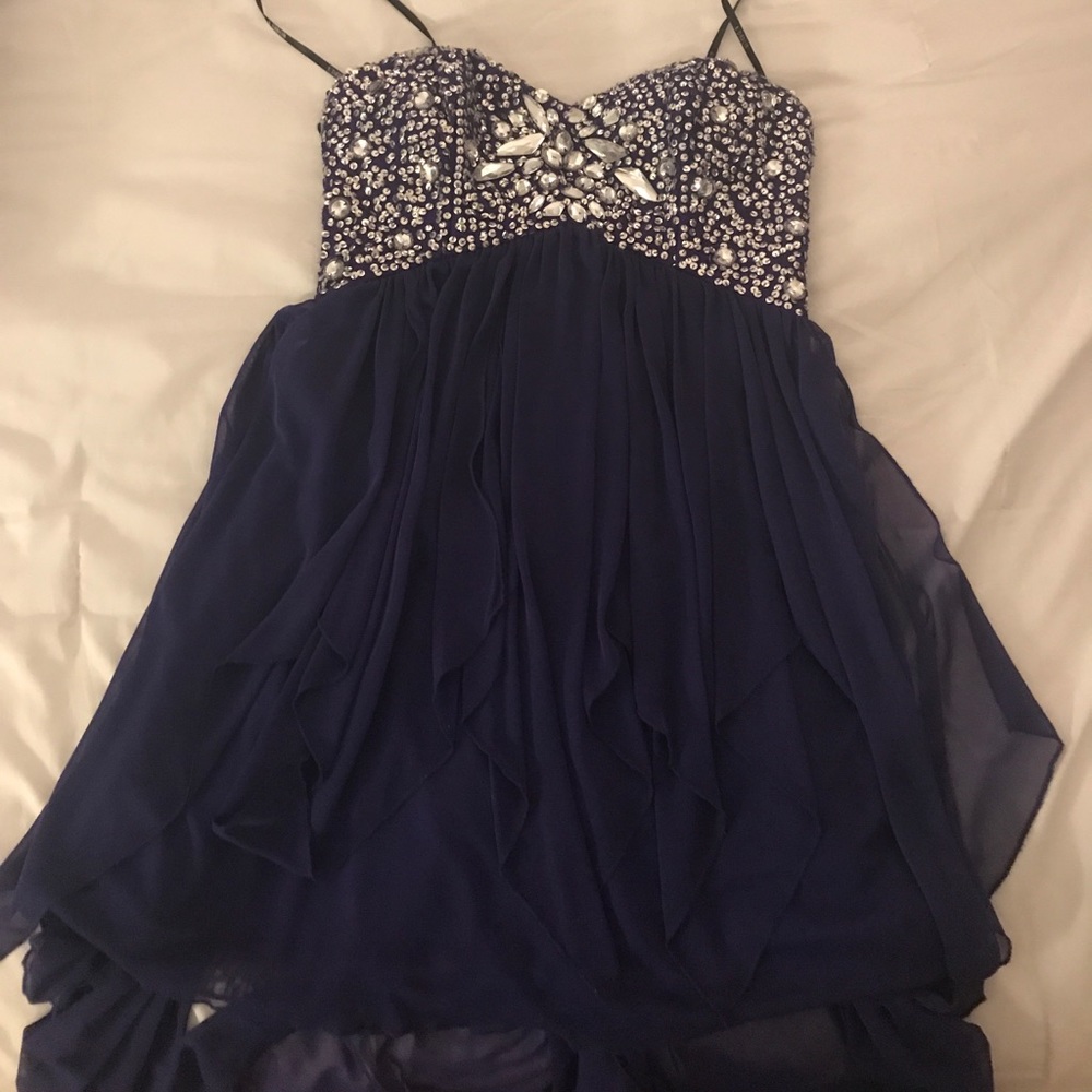 Beaded high-low prom dress