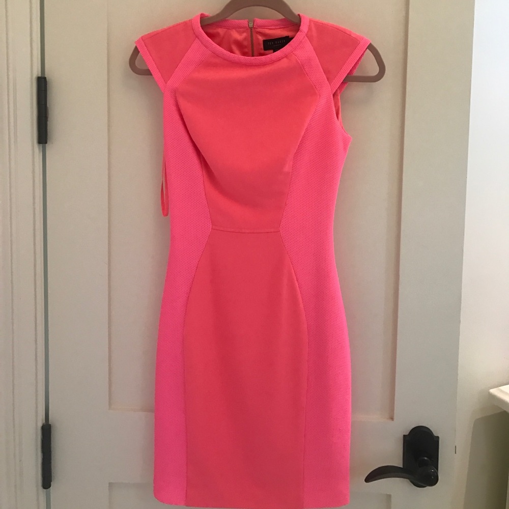 Neon Pink Ted Baker Sheath Dress