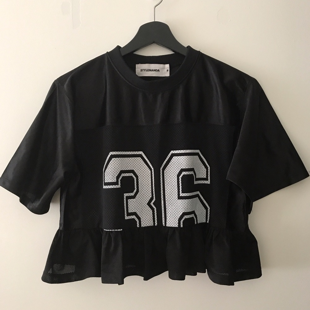 Stylenanda Awesome Meshed and Frill Edged Crop Top