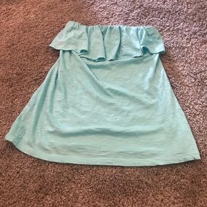 Lilly Pulitzer Turquoise Strapless Ruffle top M