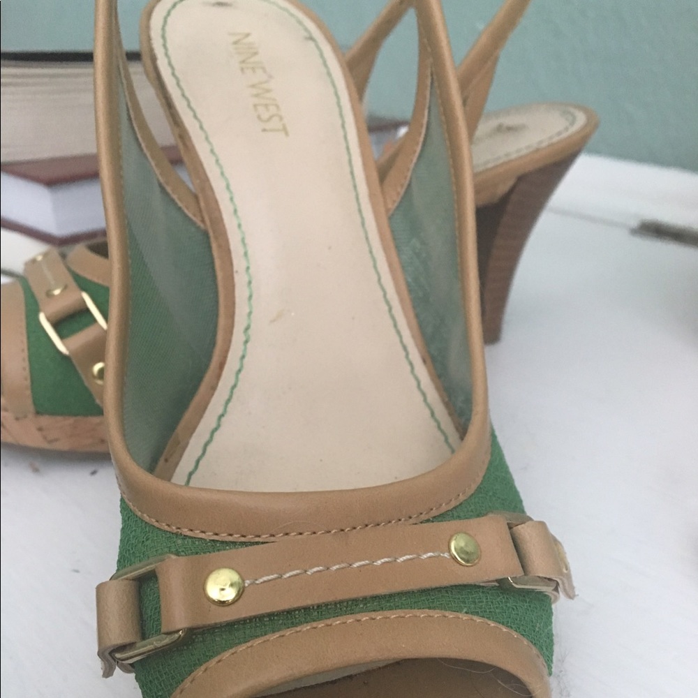 Nine West linen shoes  with cork bottom and heal