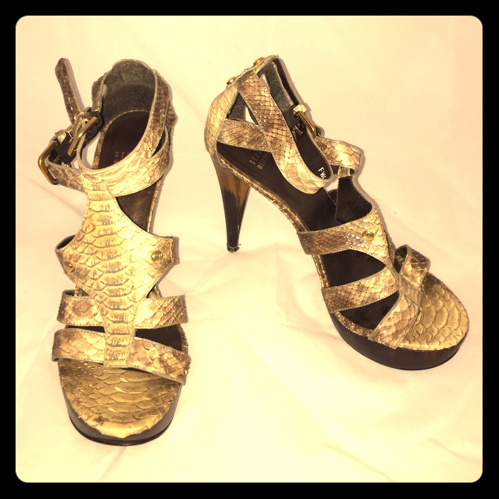 Stuart Weitzman Reptile Print Platform Pumps 8m - image 1
