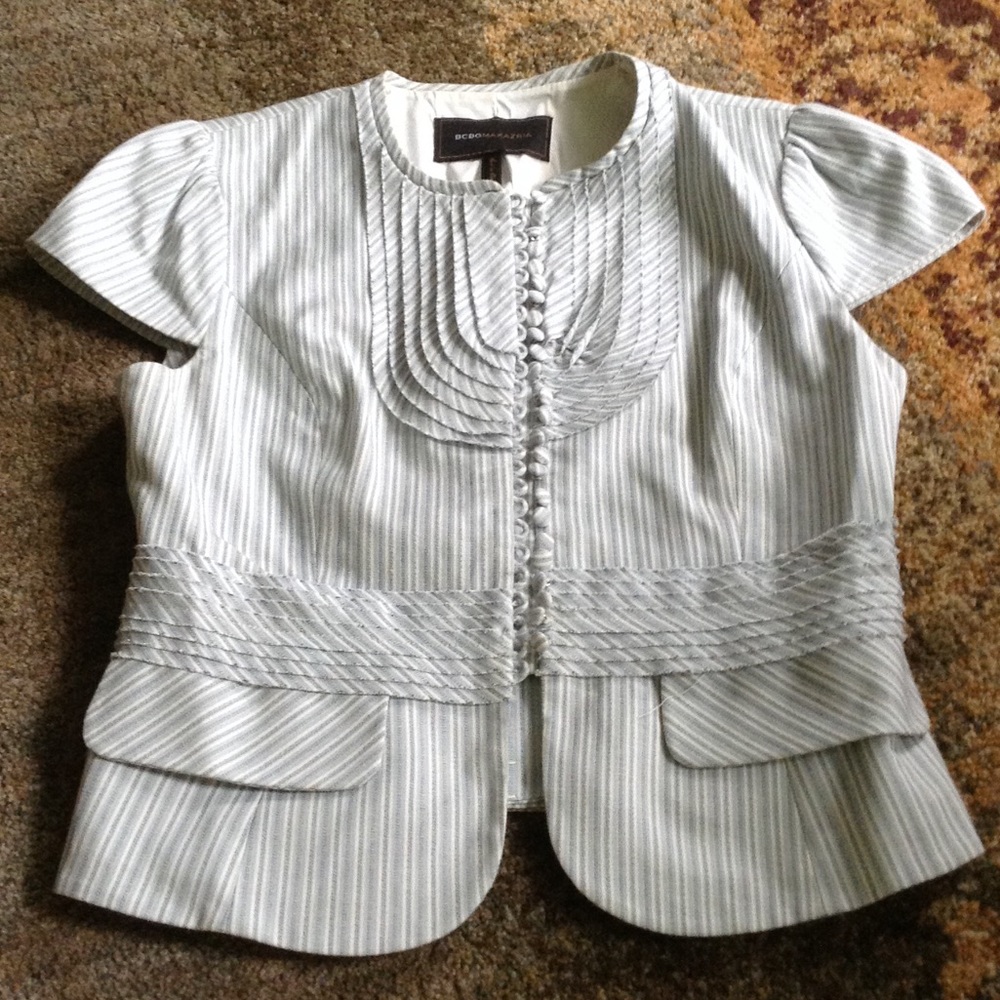 BCBG collection pinstripe linen jacket