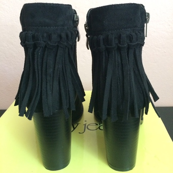Black Fringe Ankle Booties - Picture 2 of 3