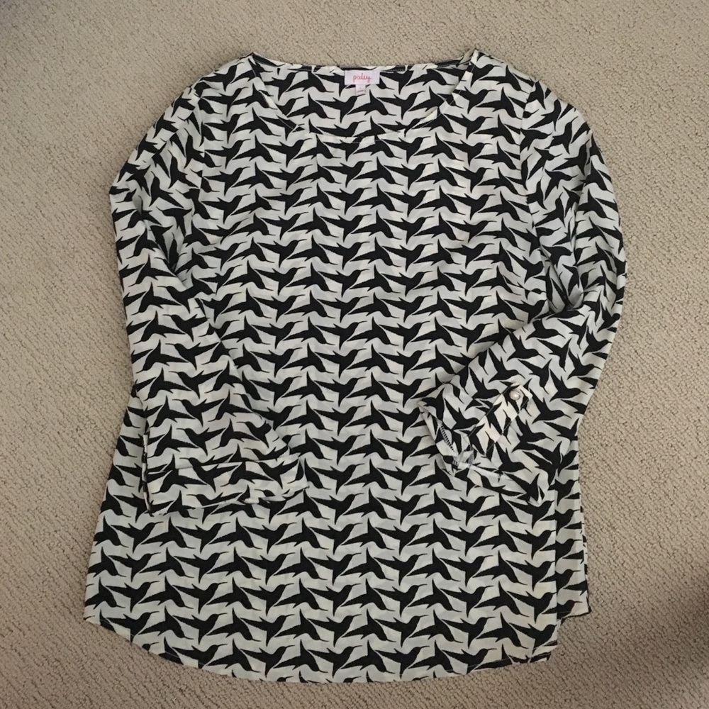 Hummingbird black and cream blouse