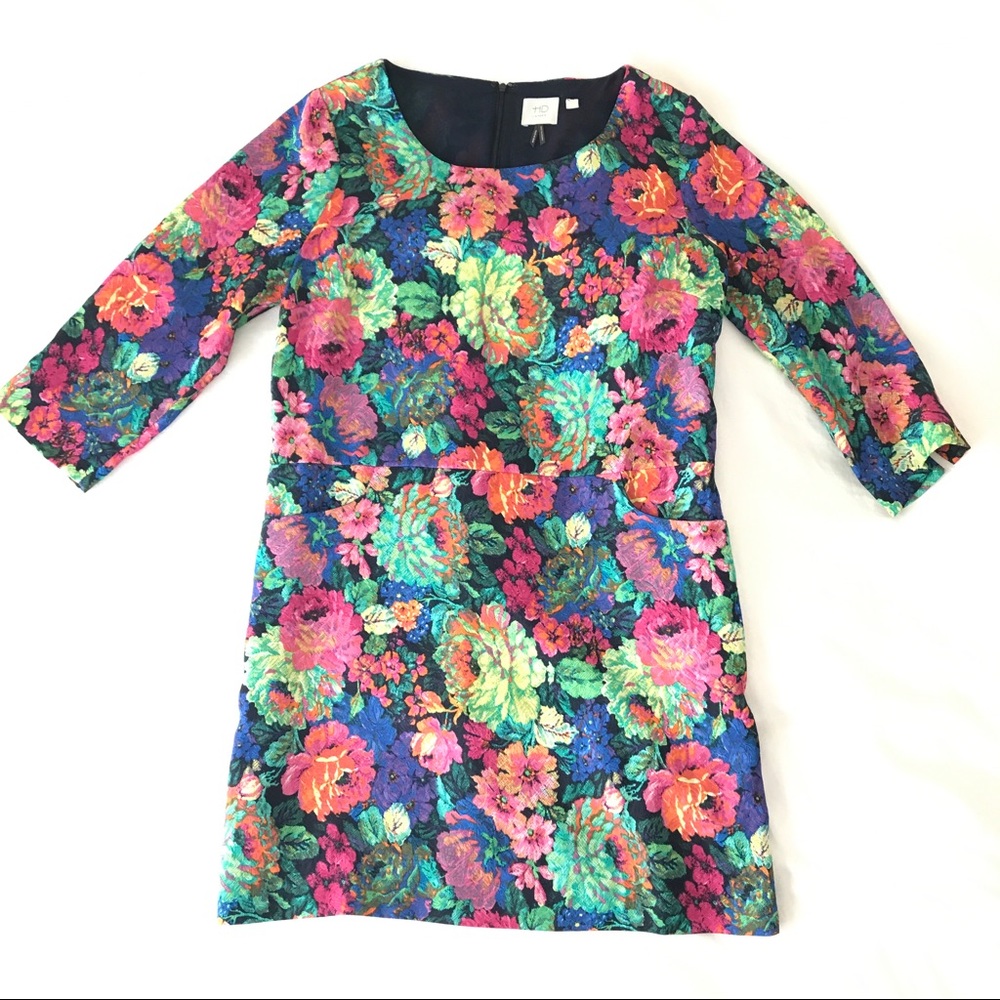 Anthropologie Floral A-Line Dress with Pockets!