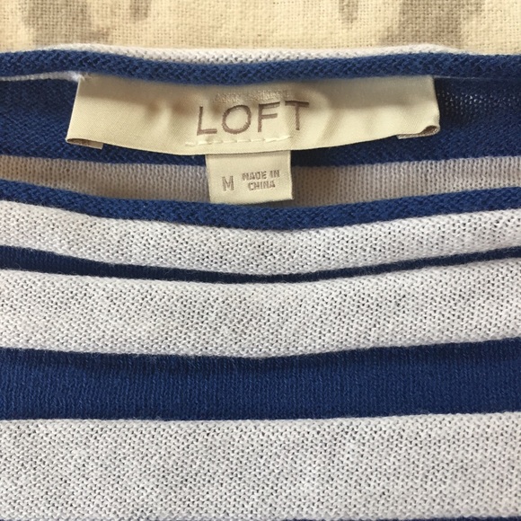 Blue and white striped LOFT sweater - Picture 2 of 3