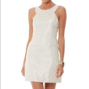 Lilly Pulitzer White/Gold Checker Jepson Dress
