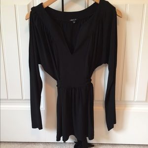 Arden B black blouse with cut outs in sleeves