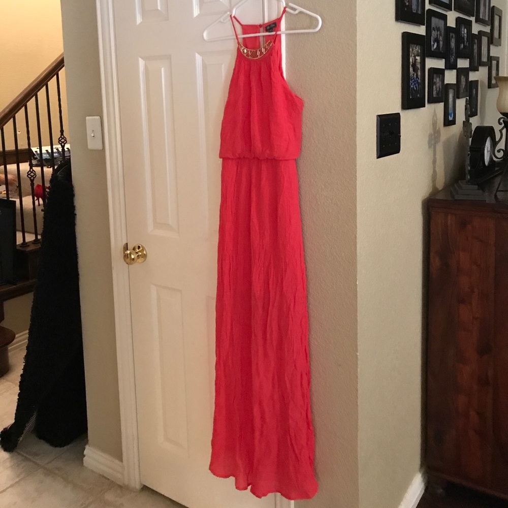 Pink and gold maxi dress
