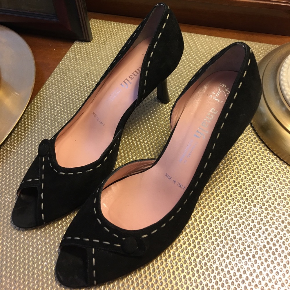 FINAL SALE Amalfi peep toe suede heels