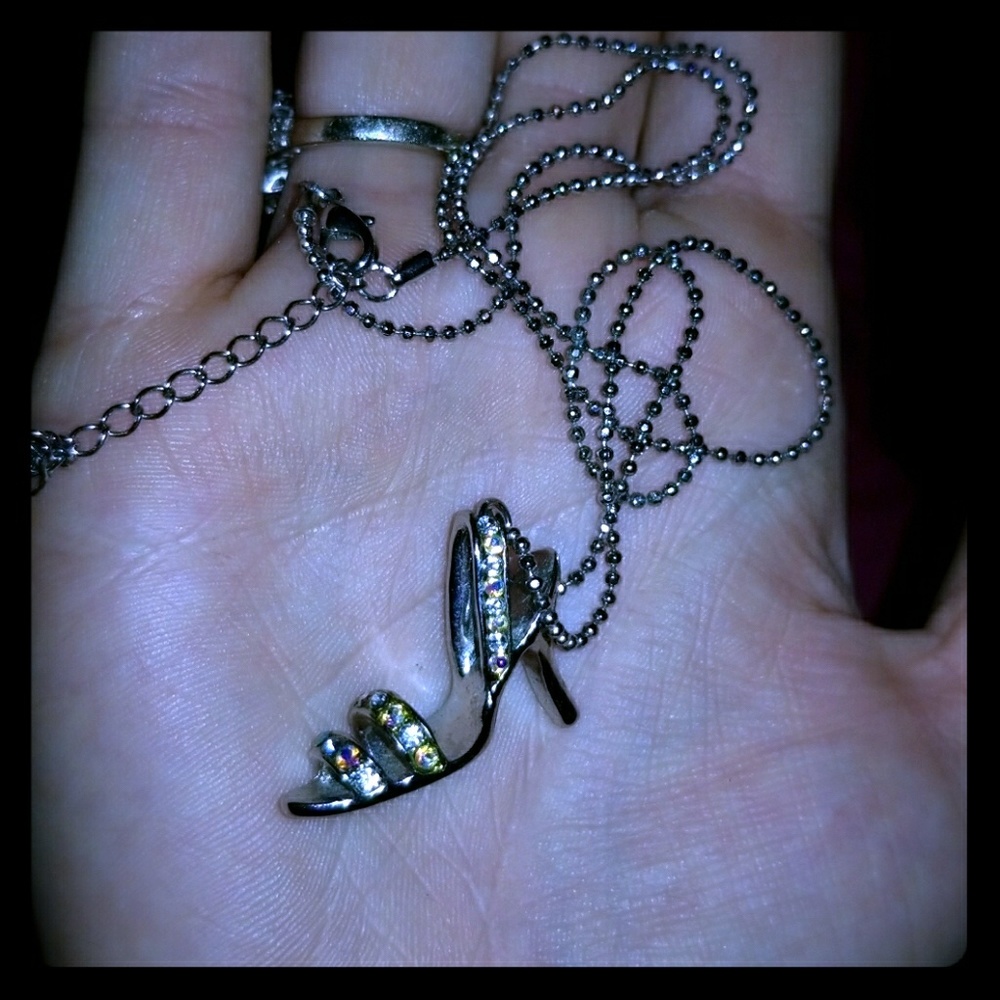 Faux Diamond shoe necklace