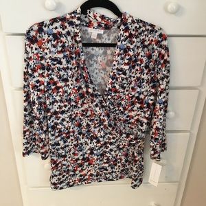 Charter Club Floral Wrap Top NWT xl