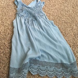 Blue tank with lace detail