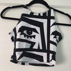 Medium American Apparel Crop Top Black White Eye