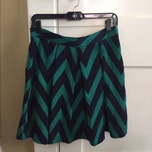 Teal and Navy Blue Chevron Circle Skirt