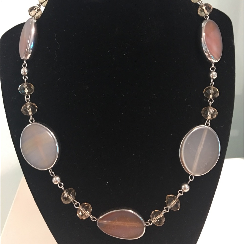 Multi-color stone silver necklace