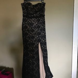 Lace black evening dress
