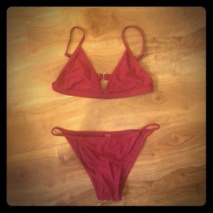 Wine Red Bikini with Adjustable Straps