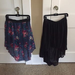 BOGO Chiffon High-low Skirts (Black and 🌺 Print)