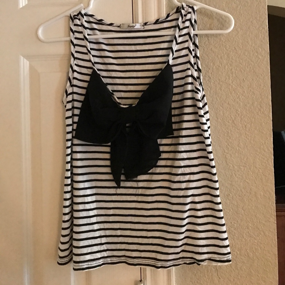 Striped tank top with big ol bow