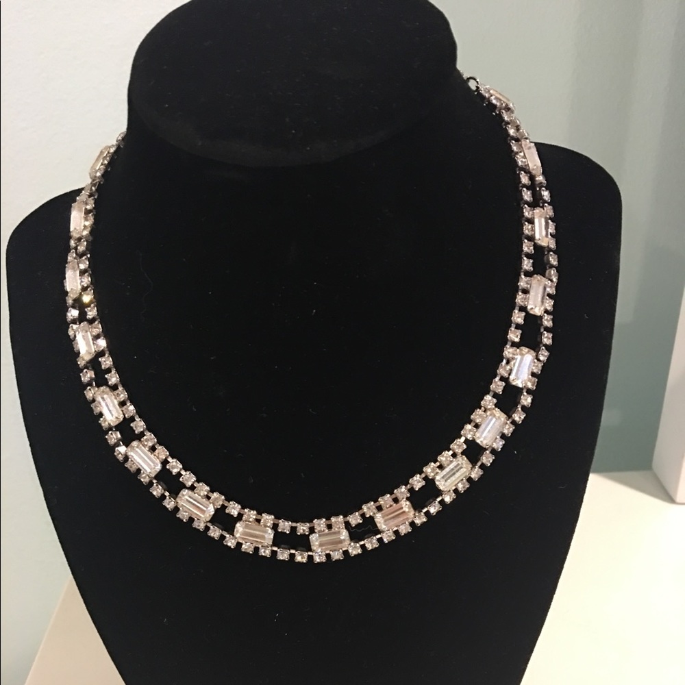 Crystal and silver necklace with adjustable clasp