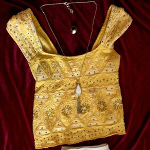 Yellow Free People Beaded Tank