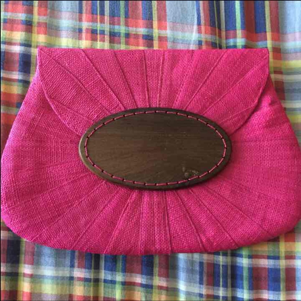 MAD Imports Magenta Raffia Clutch