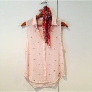 Abercrombie Studded Sleeveless Button-up