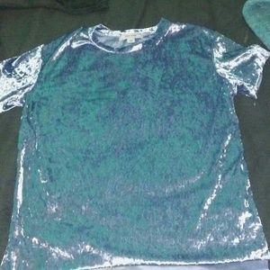 Crushed velvet blue shirt