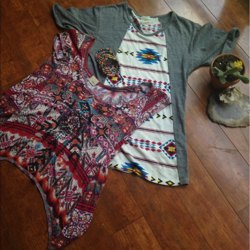 Aztec printed shirts❤️ boho trendy short sleeve