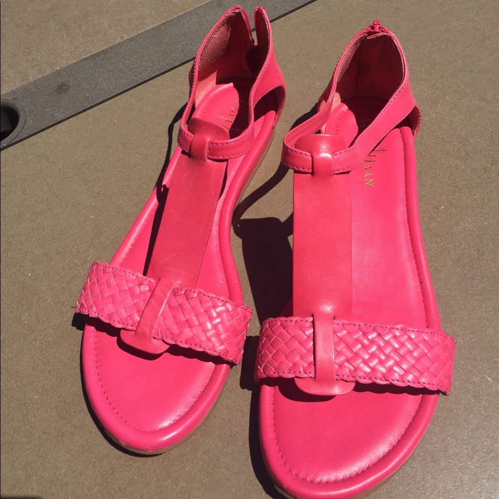 Pink cole Haan sandals with back zipper