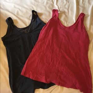 Pink and denim blue long layering tank bundle