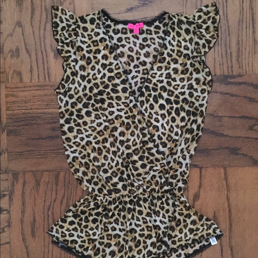 Betsey Johnson Animal Print Mesh Romper
