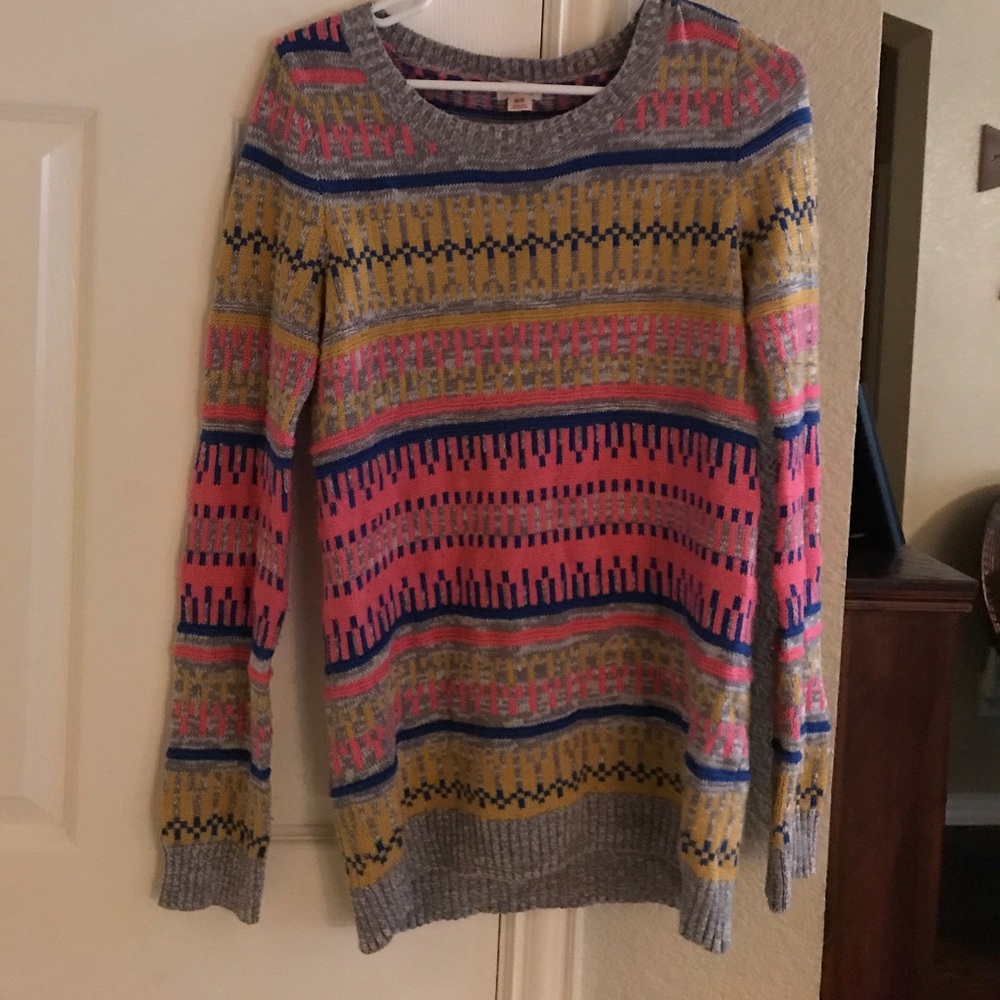 Grey and colored sweater