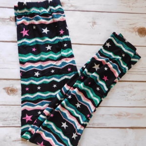 One Size Black Leggings with Stars