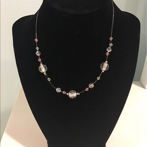 Beaded necklace on thin wire