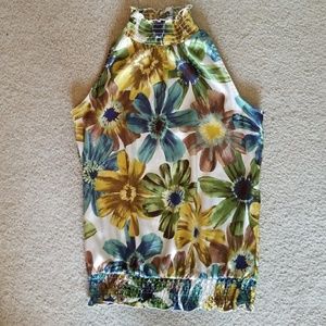 IZ Byer California floral high neck blouse