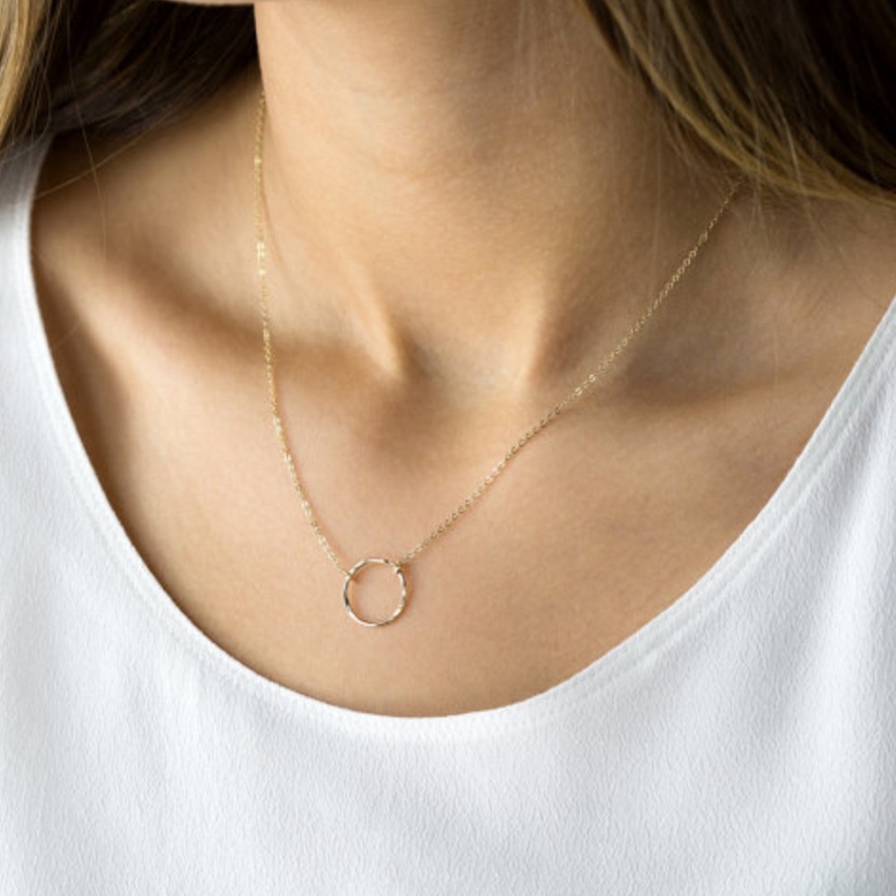 Karma circle necklace in gold filled or 925 silver