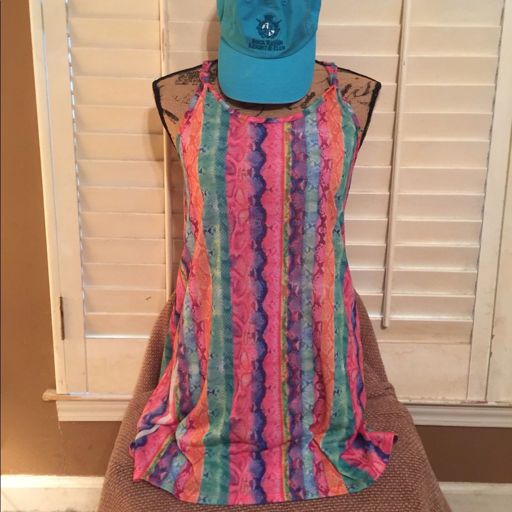 colorful boho racerback hi-low dress/cover-up