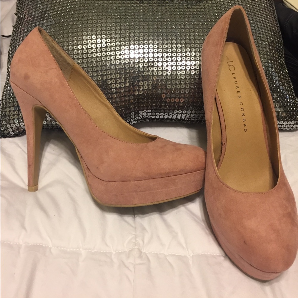 Pink Suede Lauren Conrad Platform Heels