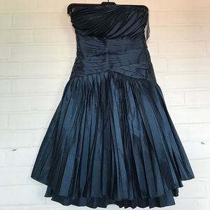Halston Heritage Strapless Pleated Dress